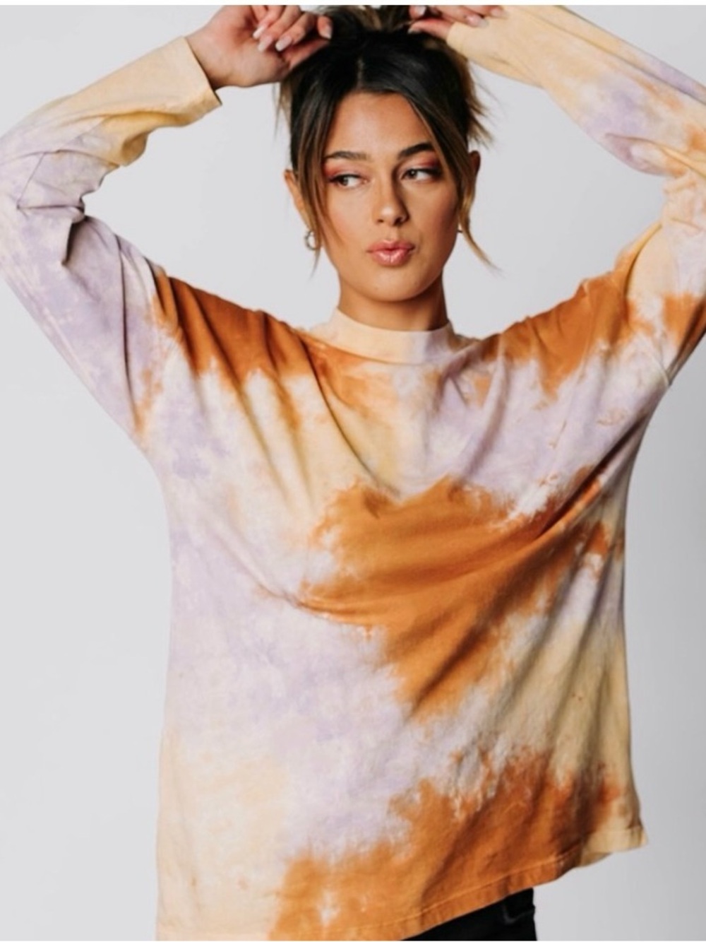 We The Free Free People Be Free Tie Dye Mock Neck Long Sleeve Tee Medium